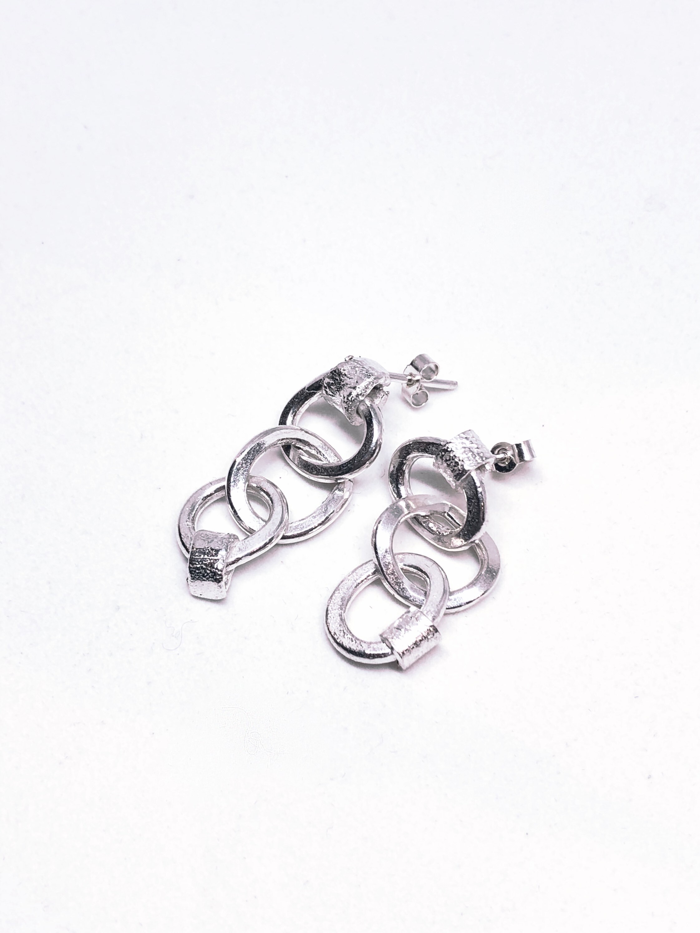 Chainlink Sterling Silver Earrings Etsy