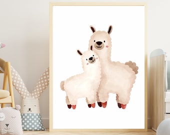 Baby Llama Printable, Llama Baby Nursery, Lama Poster Printable, Terracotta Nursery Wall Art, Baby Animal Print, Baby Girl Nursery Decor