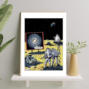 Impresión de arte ilustrado / Arte perdido en el espacio / Impresiones digitales Arte de pared / Ilustración original / Arte / Dibujos animados / Regalo único / Satírico