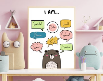 Affirmations Printable Wall Art Kids Affirmations Poster Kids Room Art, Kids Room Decor, Positive Quote, Affirmation Poster Digital download