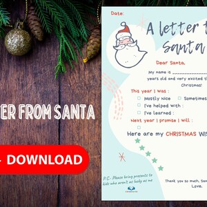 Brief an den Weihnachtsmann / Weihnachtsliste / Santa Brief / Wunschliste / Weihnachtswunschliste / Brief an den Weihnachtsmann Printable /