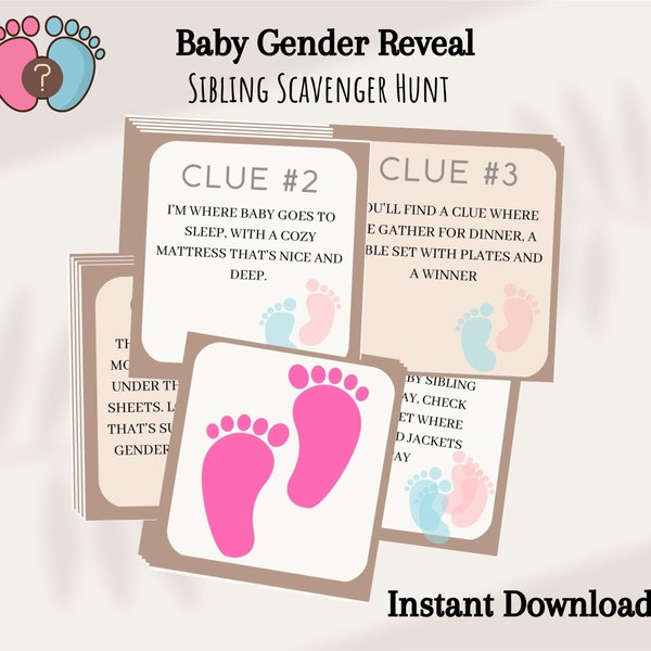 Gender Reveal Scavenger Hunt Clues Etsy
