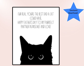 Cat Dad Gift, Father&#39;s Day Card from Cat, Cat Father&#39;s Day Card Printable, Pet Dad, Fur Baby Dad, Funny Card For Cat Dad, Funny Cat Card