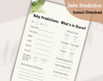 Baby Prediction, Baby Shower Games, Baby shower, Printable games, Baby Party Games, Baby Games, Baby Trivia,  Minimalist Baby Shower Game