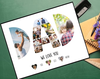 Collage de fotos de papá editable, collage de fotos personalizado para papá, foto de regalo del día del padre, regalos del día del padre, regalo de collage de papá personalizado