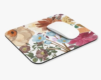 Floral Mousepad, Cute mousepad, Aesthetic Mousepad, Spring, Office Decor, Mouse Pad, Gifts for mom, Dried flowers, Desk accessories