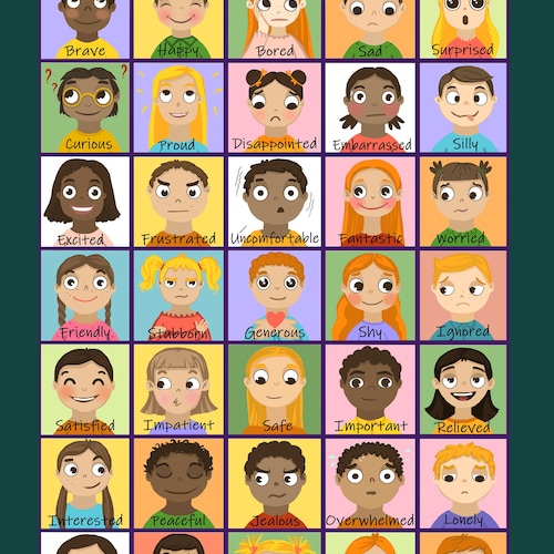 Emotions Chart for Kids Poster Digital Feelings Chart EQ - Etsy