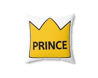 Prince Crown Pillow Case, Cute Pillow Cover, Faux Suede Square Pillow Case, Pillow, Pillow Gift, Prince, Crown, Home Decoration