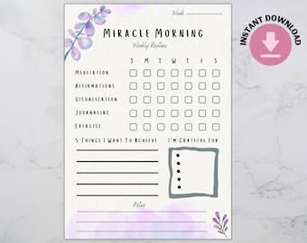 Miracle Morning Habit Tracker, Life Savers, Morning Routine Planner ...