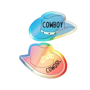 Holographic Sticker | Cowboy Sticker, Cowgirl Sticker, Stickers For Men, Laptop sticker, Retro Sticker, Couple Sticker, Fun Sticker Gift