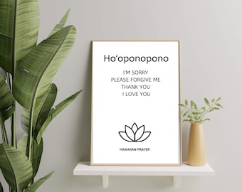 Ho'oponopono prayer, Ho'oponopono Wall Art, Hawaiian Artwork, Hawaiian Wall Decor, Spiritual Wall Art Decor, Ho'oponopono Poster