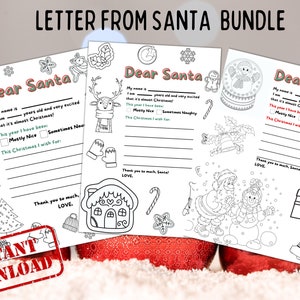 Paquete imprimible de páginas para colorear de Carta a Papá Noel con 27 páginas para colorear Carta de Navidad/Papá Noel, Lista de deseos navideños, Coloración navideña