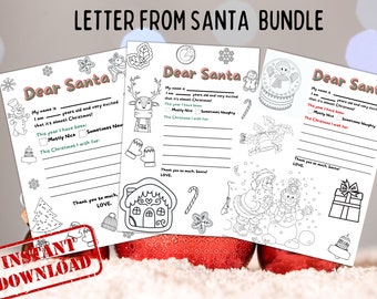 May include: Three printable letter to Santa templates. Each template features a black and white illustration of a snowman, gingerbread house, and Santa Claus. The templates have lines for children to write their name, age, and what they want for Christmas.