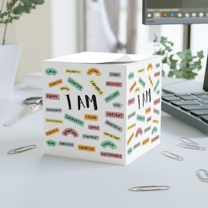 Note adesive di affermazione, cubo di note di ispirazione, note adesive di carta affermazioni, regalo per ufficio, cubo di note adesive, cancelleria per amore di sé