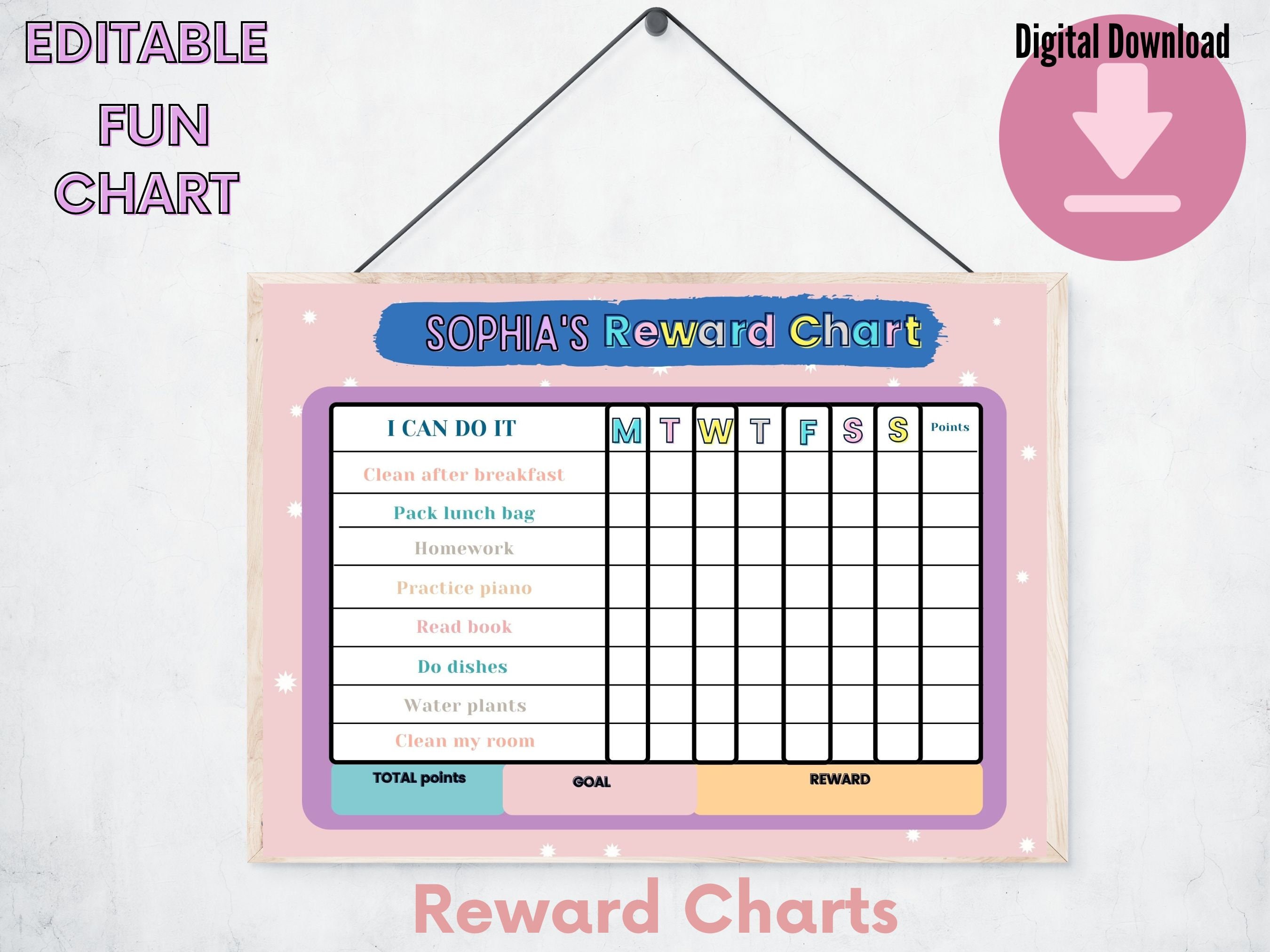 Reward Chart Printable Instant Download Reward Chart Explore - Etsy