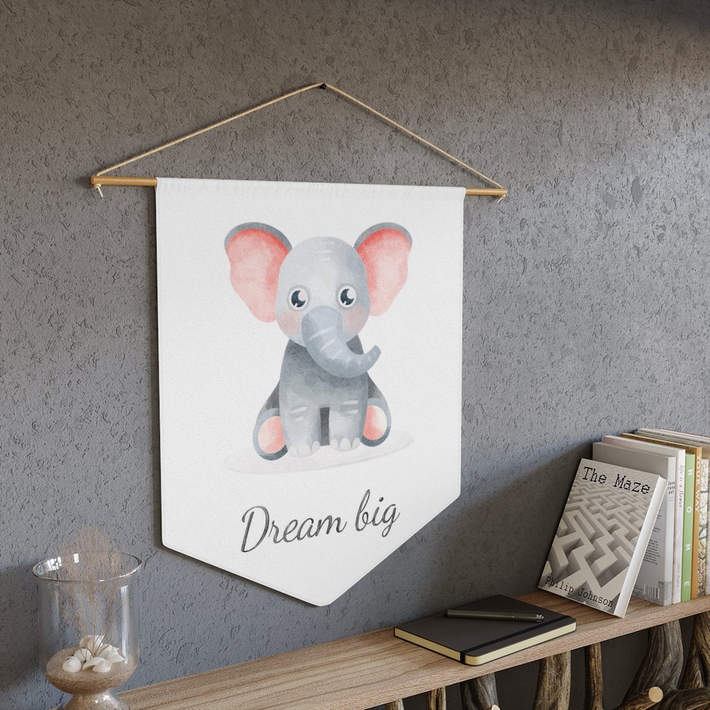 Nursery Wall Art Elephant Wall Art Nursery Pennant Etsy