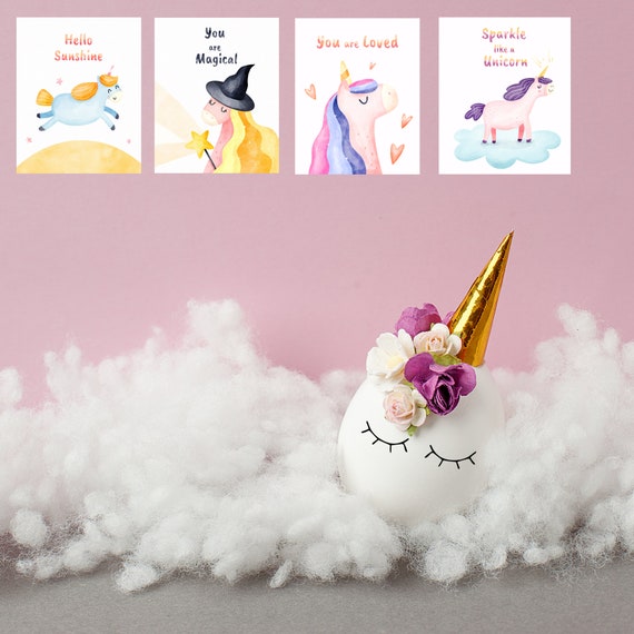 Iam Guru Kid Unicorn Wall Art Prints - Set Of 6 8x10" Inspirational Quotes For Kids Room, Nursery, Playroom