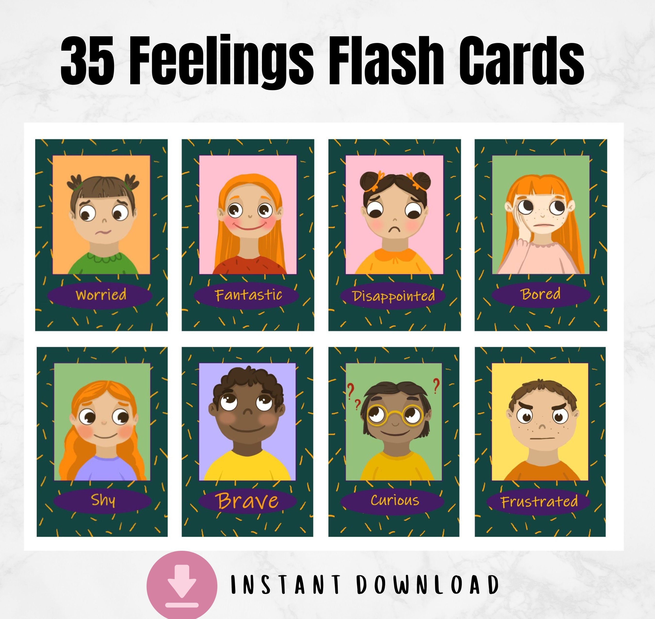 Emotions Cards, Feelings Cards, Emotions Printable, Self