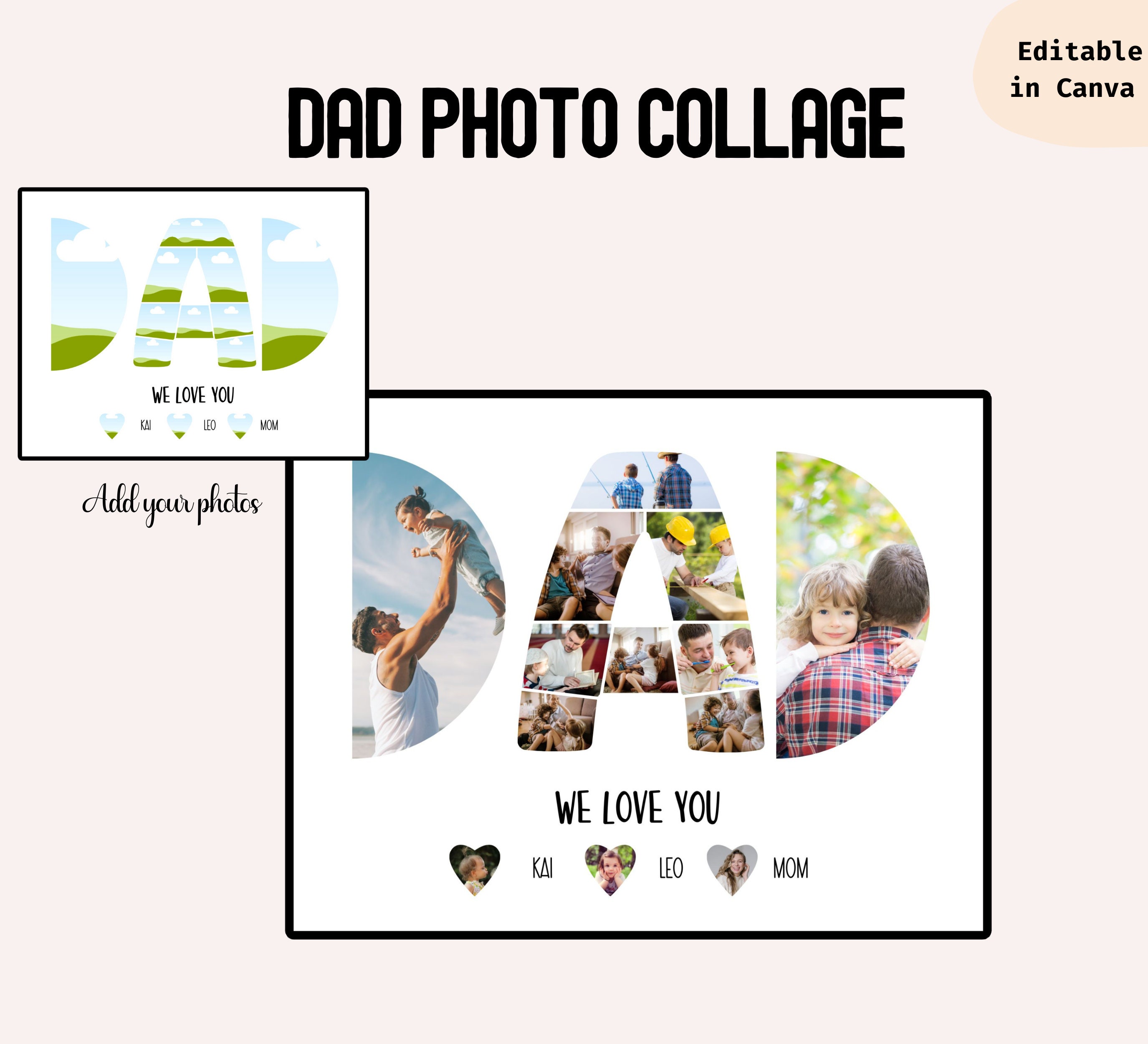 Editable DAD Photo Collage Custom Photo Collage for Dad Etsy Canada