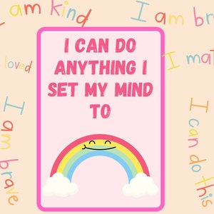 Positivitätskarten für Kinder, 40 druckbare Affirmationskarten, Ermutigungskarten, Lunchbox-Notizen, tägliche Affirmationskarten für Kinder, digital