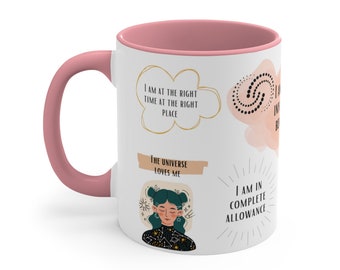 Manifestation Becher, Überfluss Becher, Positive Affirmationen, Ermächtigung Becher, Gesetz der Anziehung, Achtsamkeit Becher, Fülle anziehen, Geschenke