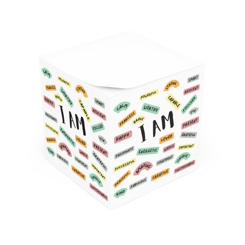 Affirmation Sticky Notes, Inspirational Note Cube, Affirmations Paper