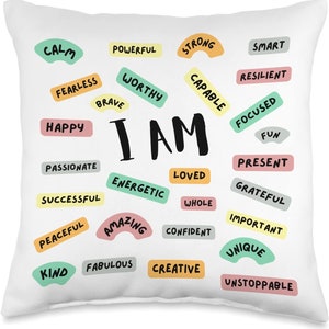 Positive Affirmation Pillow, Home Decoration, I Am Therapy Pillow, Self Care Gift, Throw/Decorative Pillow 16x16, Cushion Home Decor, Thow