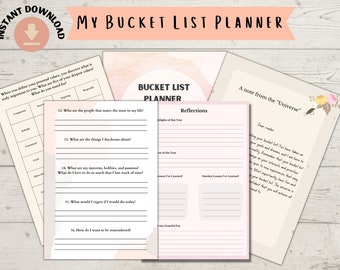 2023 Bucket List, Bucket List Planner, Self Discovery Prompts, Bucket List Journal, Bucket List Template, Goal Tracker, Miracle Morning