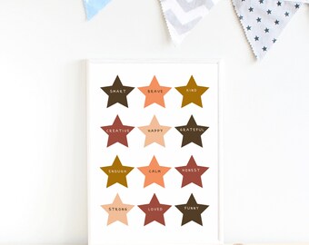 Classroom Poster Printable, Star Affirmations Poster Printable, Kids Room Art, Kids Room Decor, Growth Mindset , Affirmation Poster Digital