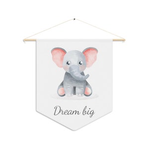 Nursery Wall Art, Elephant Wall Art, Nursery Pennant, Watercolor Nursery Wall Hanging, Felt banner Nursery, Playroom Decor, Nursery Pennant
