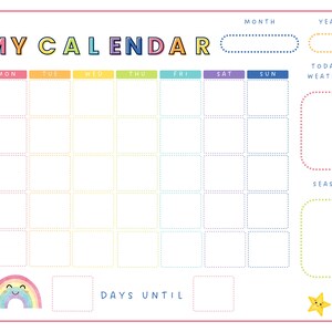 Daily Calendar Kids, Perpetual Kids Calendar, Calendar Kids, Months of ...