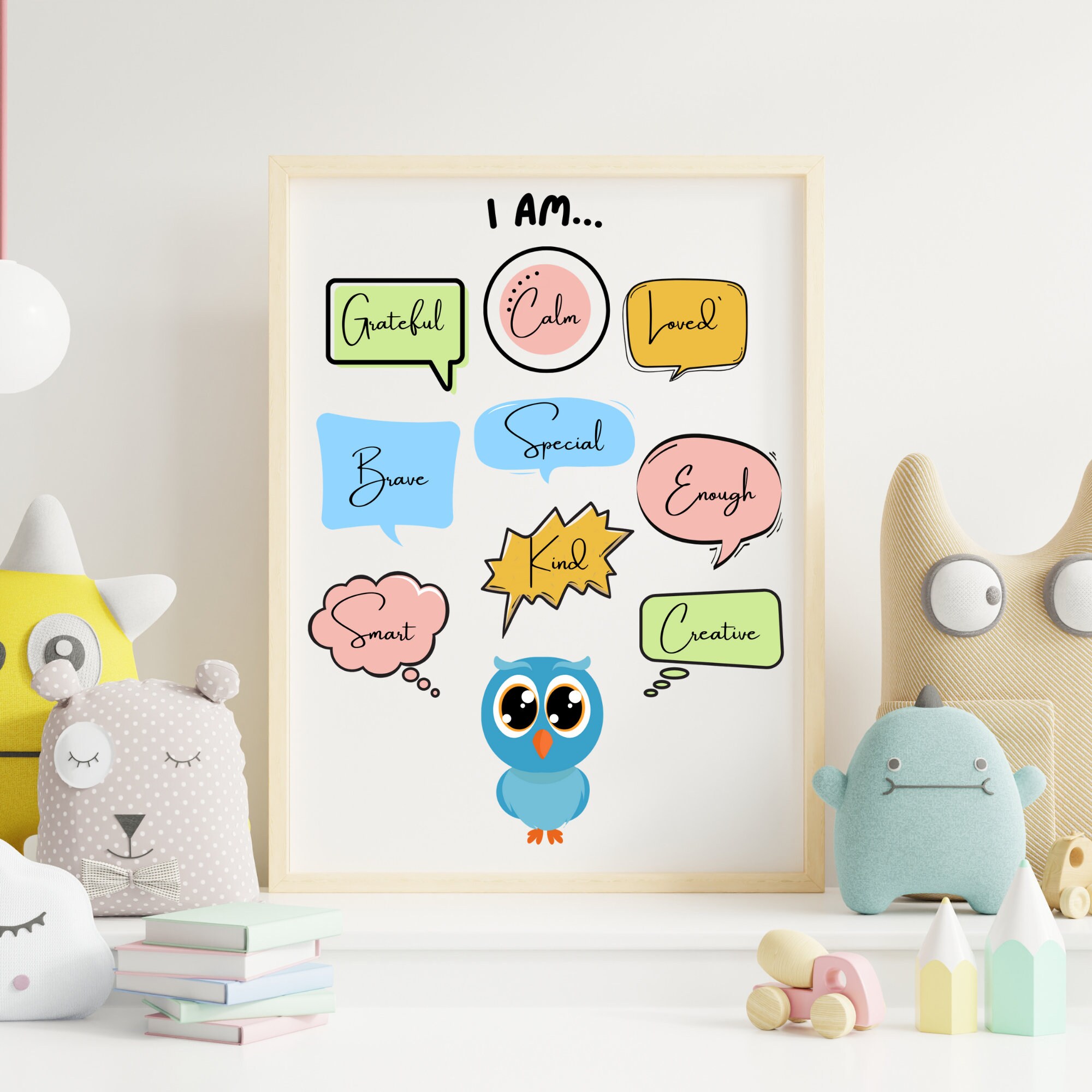 Affirmation Wall Art for Kids, Owl Poster Kids Room Art, Kids Room ...