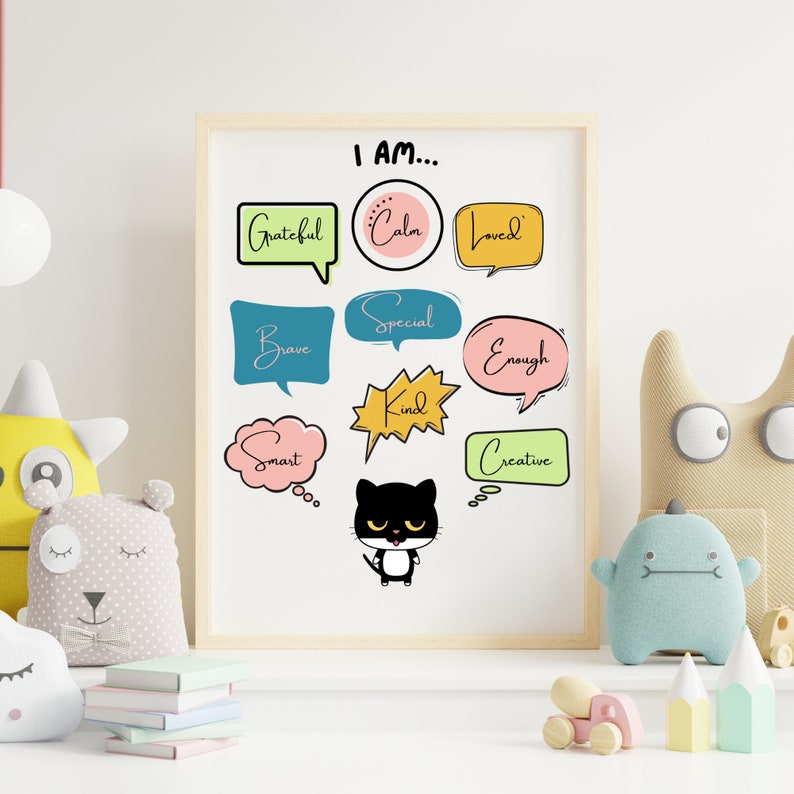 Kids Affirmation Wall Art, Cat Poster Kids Room Art, Kids Room Decor ...
