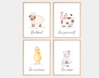 Farm Nursery Decor, Farm Animals Print, Watercolor Farm Animals, Animals Nursery Print, Farmhouse Print, Farm Baby Shower Decor, Baby Animal
