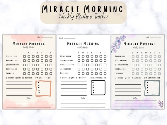 Miracle Mornings Routine Miracle Mornings Planner Morning - Etsy