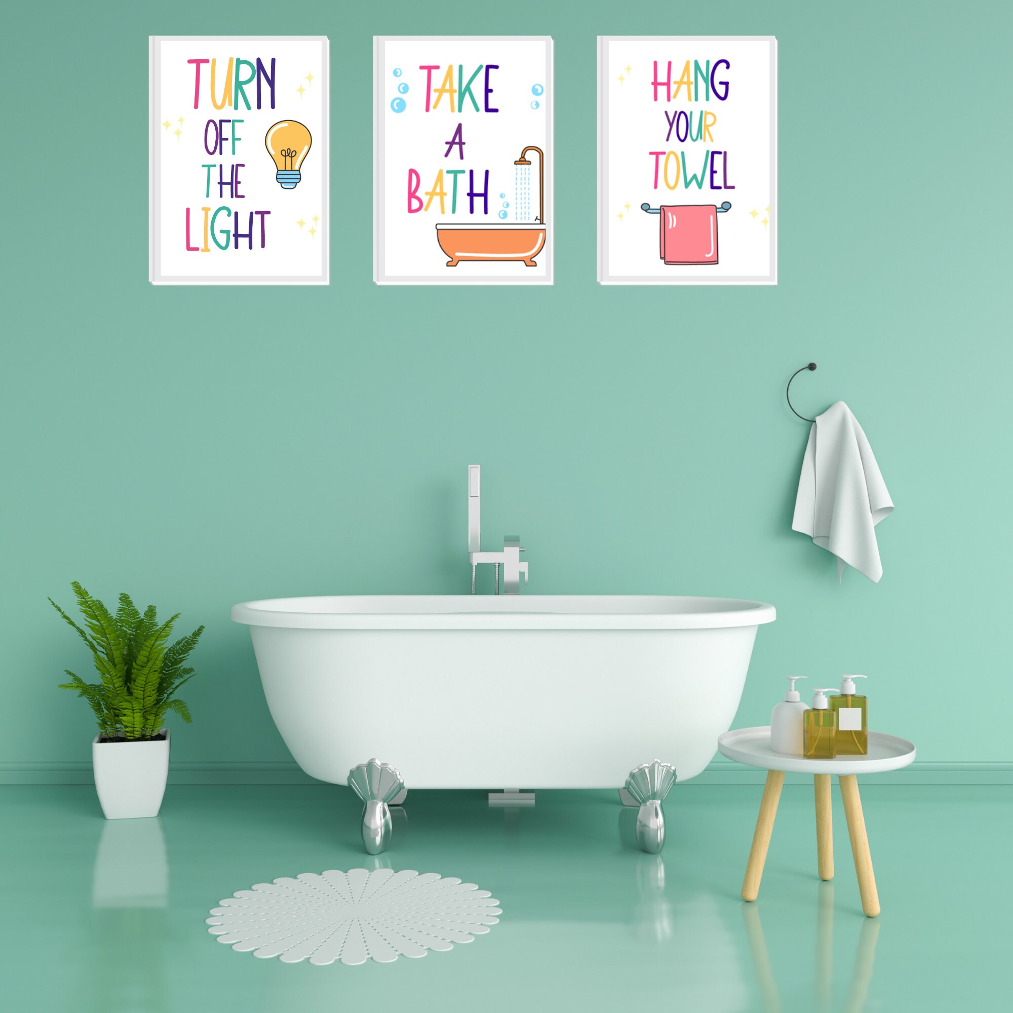 Bathroom Kids Wall Art Prints Set of 6 unframed Wall Art Decor Kids ...