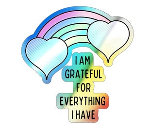 Gratitude Holographic Sticker, Inspirational Sticker, Die-cut sticker, Motivational Sticker, laptop sticker, Affirmation sticker, Grateful