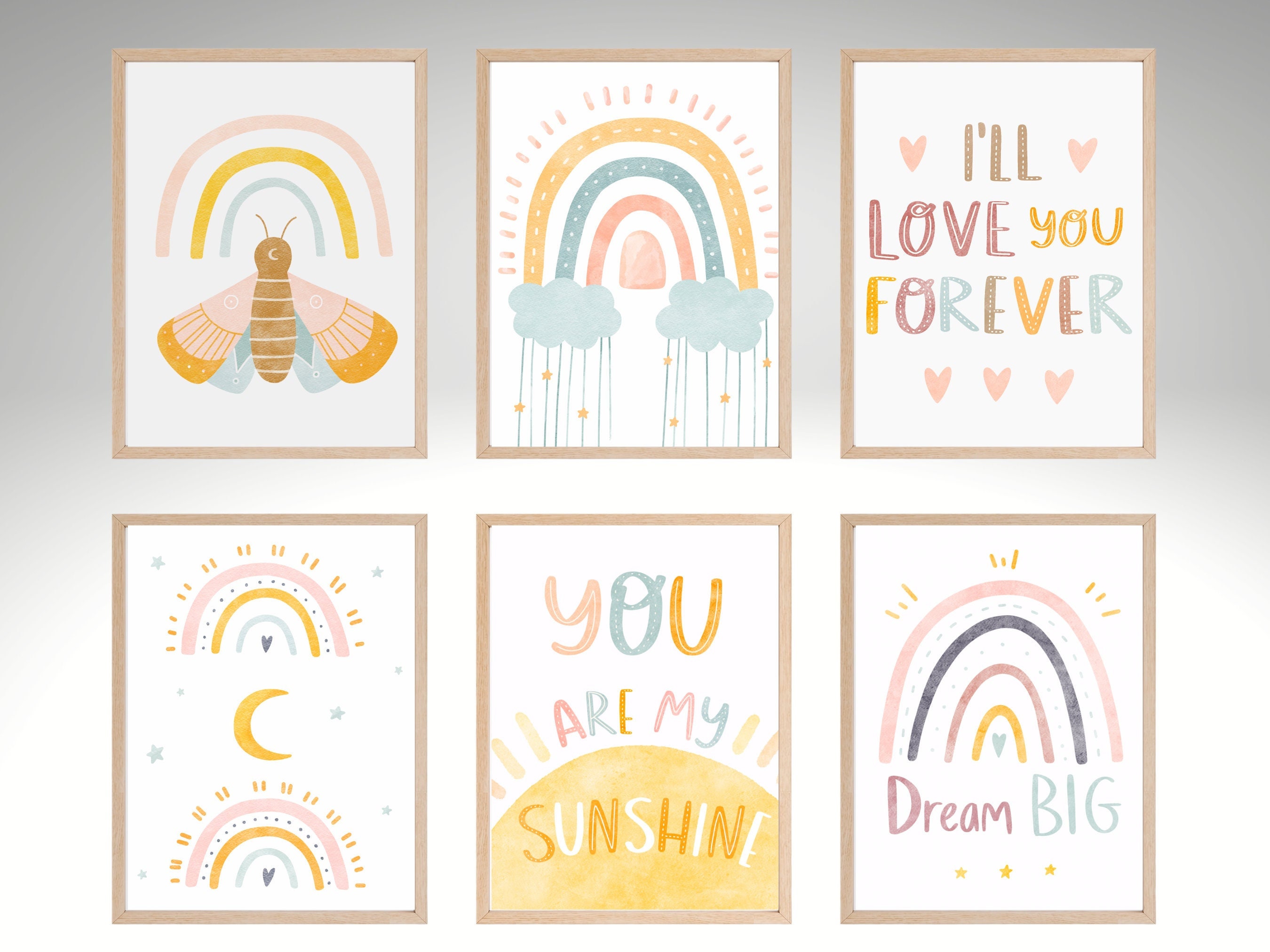 Boho Nursery Decor you Are My Sunshine, 6 Prints 8x10unframed Boho