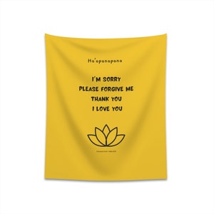 Ho&#39;oponopono Wall Tapestry, Quotes Tapestry, Wall Tapestry Hanging, Positive Wall Hanging, Wall Tapestries Art, Hawaiian Prayer 34&quot; × 40&quot;