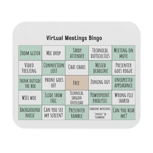 Virtual Meetings Bingo Mouse Pad, Funny Mousepad, Mouse Pad, Bingo Mousepad, Mousepad cute, Office Gift, Zoom Meeting, Conference Call Bingo