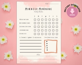 Miracle Morning Habit Tracker, Life Savers, Morning Routine Planner ...