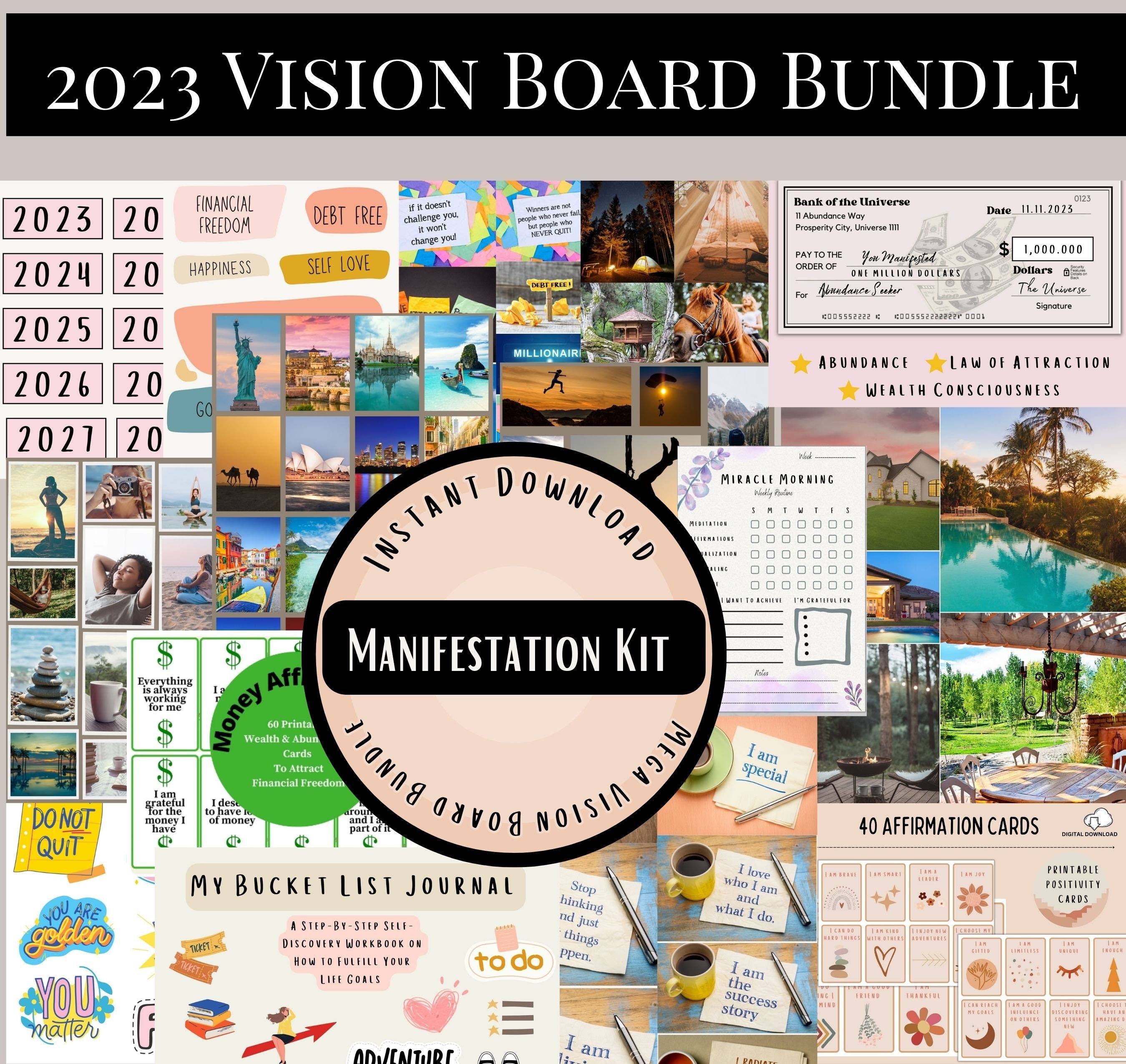 2023 Vision Board Words, Clip Art, Pictures and Cutouts: 600 Words, Quotes,  Images and Affirmations to Cut Out and Stick (Vision Board Supplies)
