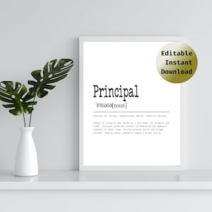 Editable School Principal Printable, School Principal Gift, Principal Appreciation, Personalized School Principal Gift, Principal Definition