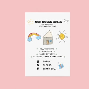 House Rules, Family Rules Poster, Kids Rules Poster, Playroom Rules, Behavior Kids Room, House Rules for Kids  Poster Digital Downloads