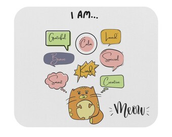 Lustige Katzen Affirmationen Mauspad, Büro Geschenk, Mauspad (Rechteck), Home Office, personalisierte Mauspad, Schreibtischpad, süßes Mousepad, Katzenliebhaber