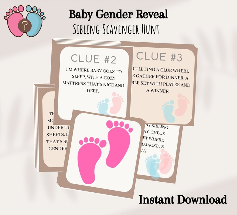 Baby Scavenger Hunt, Gender Reveal Scavenger Hunt, Gender Reveal Game ...