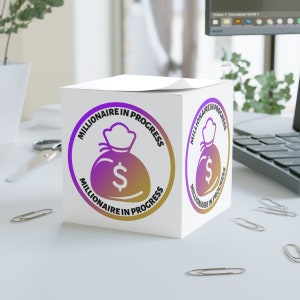 Millionaire Sticky Notes, Millionaire Note Cube, Paper Sticky Note, Office Gift, Adhesive note cube, Money, Wellbeing, Inspirational Gift