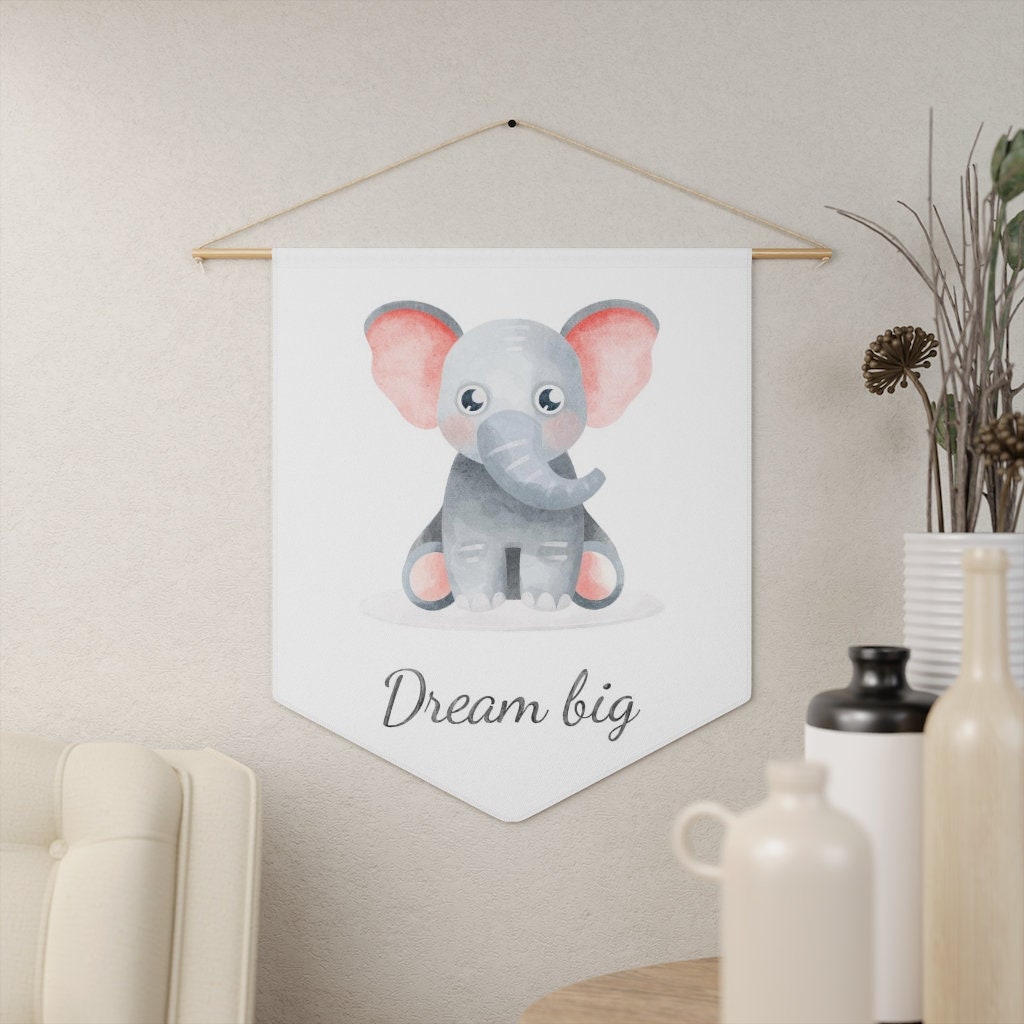 Nursery Wall Art Elephant Wall Art Nursery Pennant Etsy