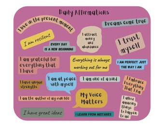 Daily Affirmations Mousepad, Office Gift, Mouse Pad (Rectangle), Home Office, Inspirational Mouse Pad, Gift for her, Graduation Gift