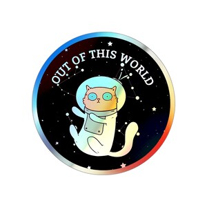Space Holographic Sticker | Out of this world, Lustige Katze Sticker, Sticker, Space holographic Vinyl Sticker, Laptop Sticker, Space Sticker